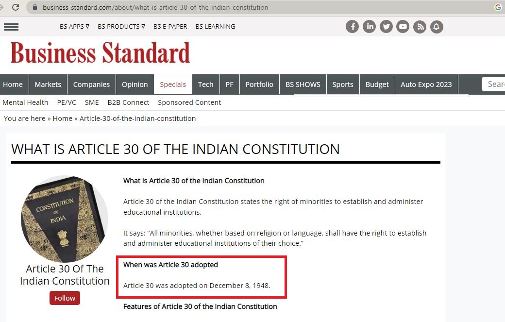 indian constitution article 30a
