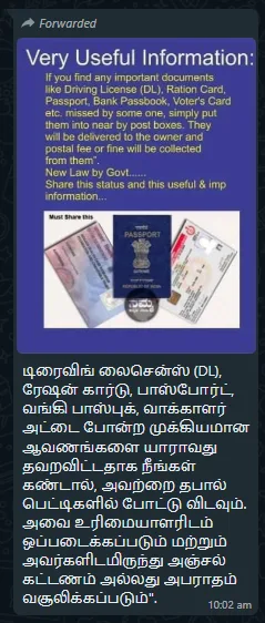 driving licence missing post box